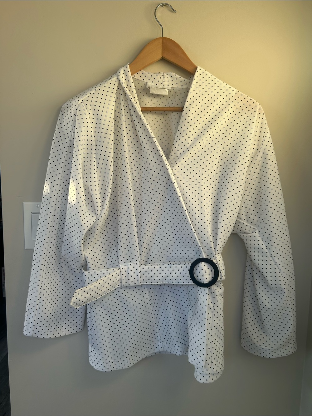 Vintage Image Polka Dot Wrap Robe with Belt